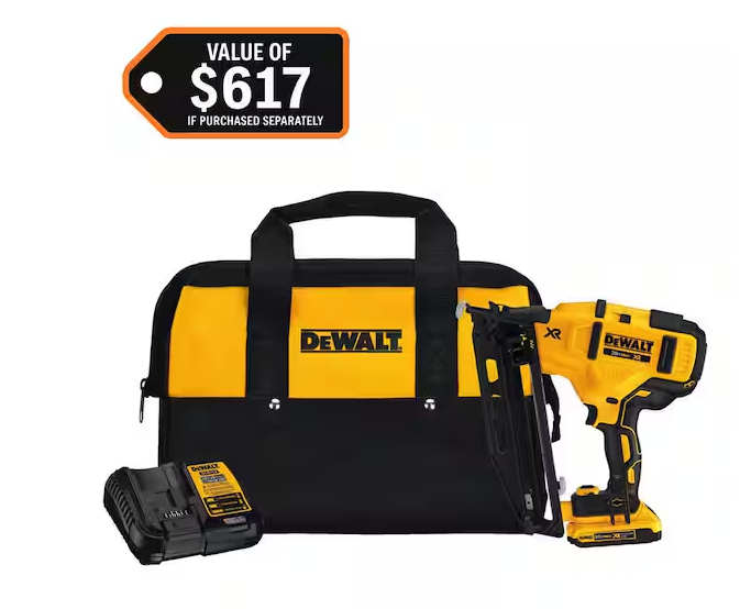 DEWALT 20V MAX XR 16-Gauge Electric Cordless Angled Finishing Nailer Kit