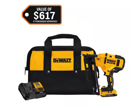 DEWALT 20V MAX XR 16-Gauge Electric Cordless Angled Finishing Nailer Kit