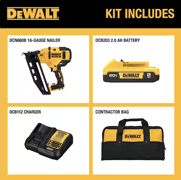 DEWALT 20V MAX XR 16-Gauge Electric Cordless Angled Finishing Nailer Kit