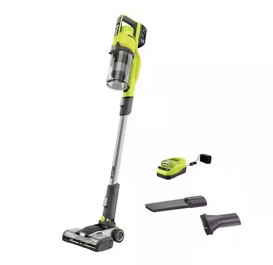 RYOBI ONE+ 18V Cordless Stick Vacuum Cleaner Kit with 4.0 Ah Battery and Charger