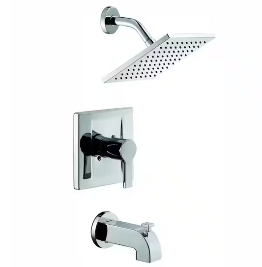 Glacier Bay Modern Single-Handle 1-Spray Tub and Shower Faucet 1.8 GPM in Chrome (Valve Included)