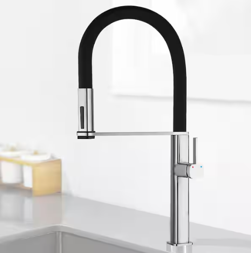 ruiling 22 in. Single Handle Pull Down Sprayer Kitchen Faucet with 360° Spout Swivel in Brushed Nickel