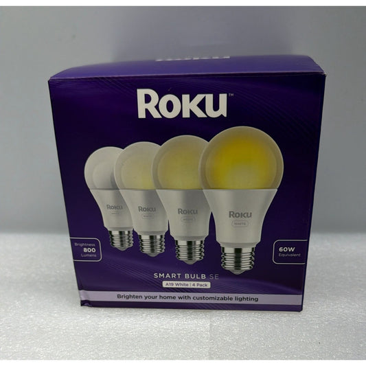 Roku Home Smart Bulb SE (White) 4-Pack with Adjustable 9.5 Watts