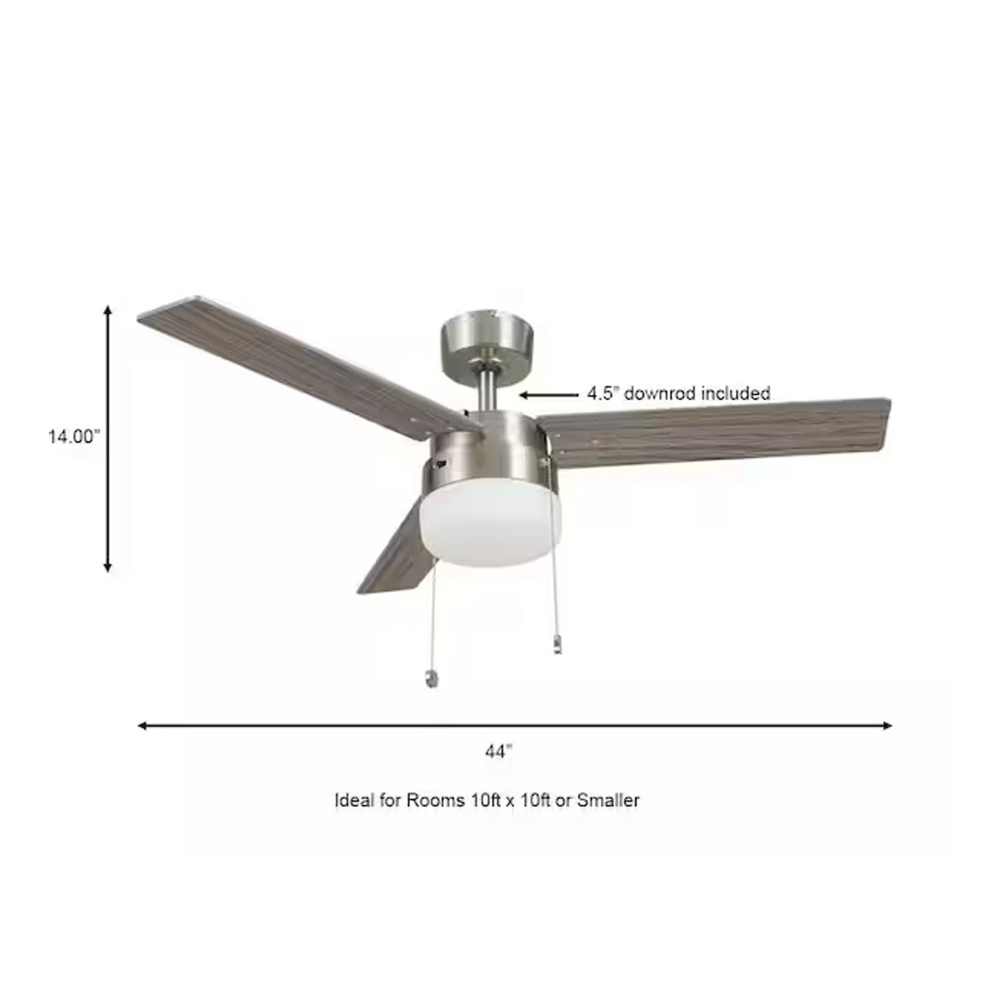 Montgomery II 44 in. Indoor Brushed Nickel Ceiling Fan with Light Kit