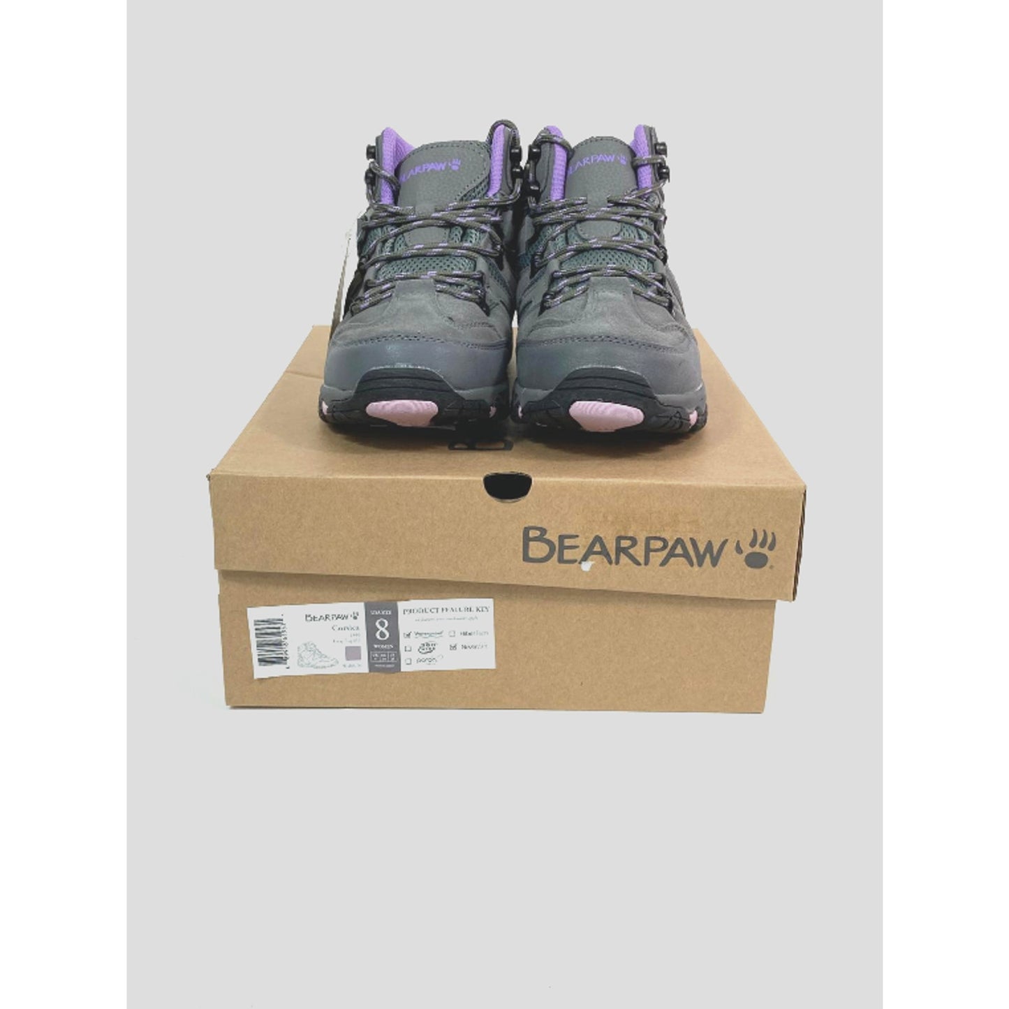 Bearpaw Women's Corsica Mid Trail Shoe, Gray, 8 Waterproof New