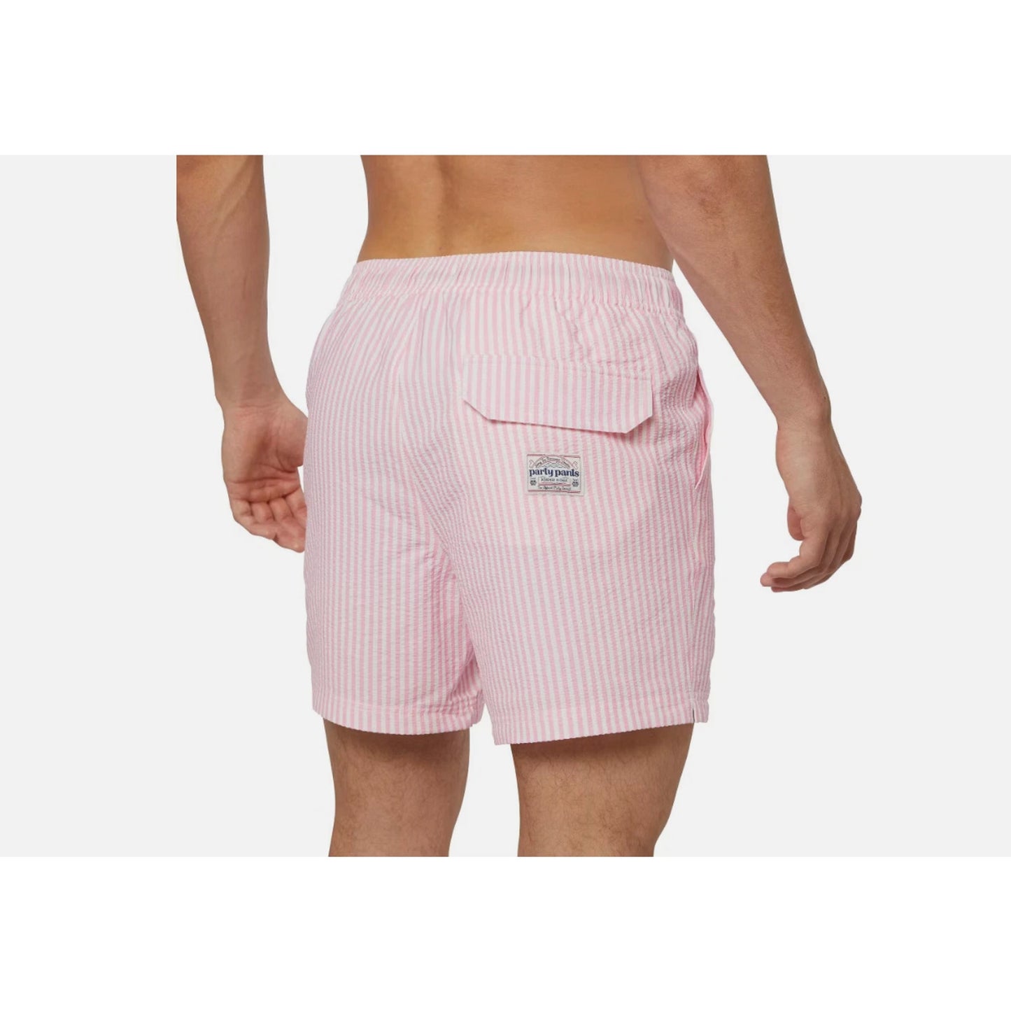 Party Pants Men's Fabio Seersucker Swimsuit Bottom - Pink XXL: Mid Rise