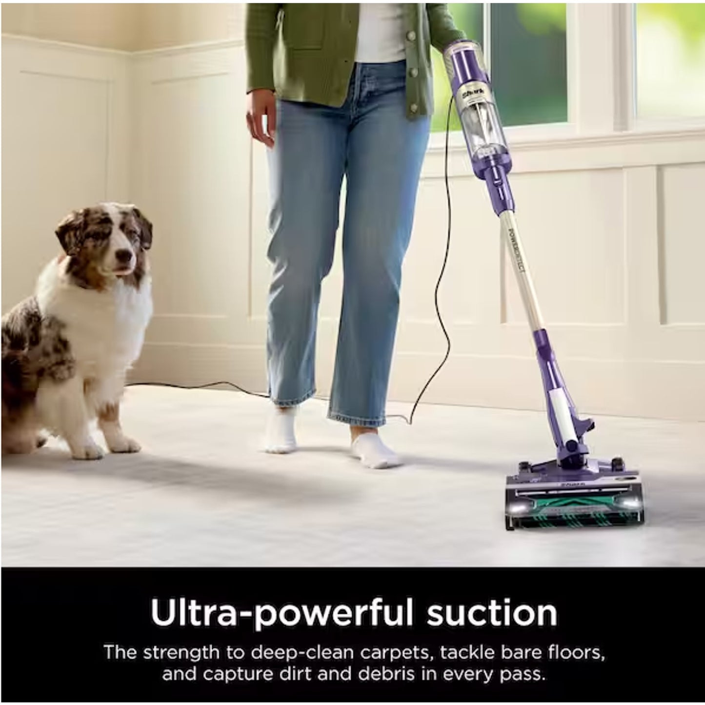POWERDETECT Ultra-Light Corded Stick Vacuum with Duoclean Technology, Self-Clean
