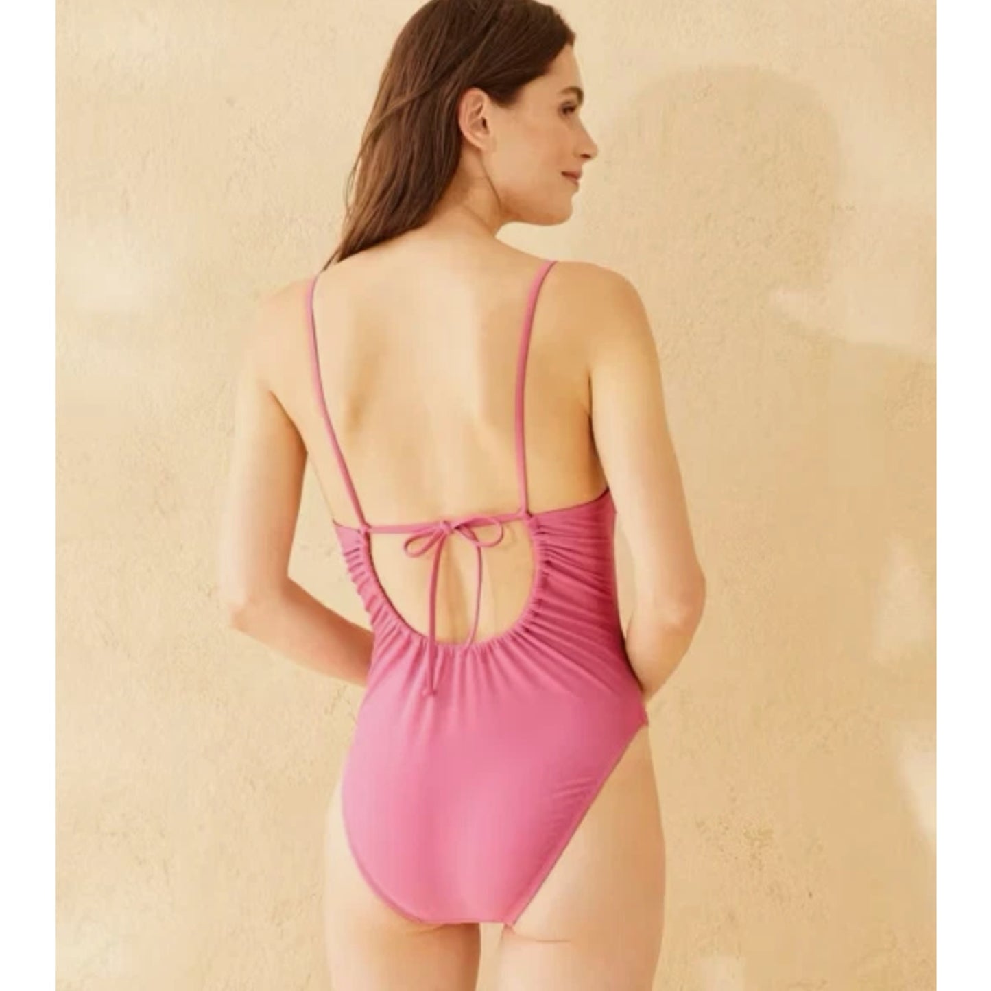 Women's Pearl Bead Scoop Back High Leg Cheeky One Piece Swimsuit -Shade&Shore XS