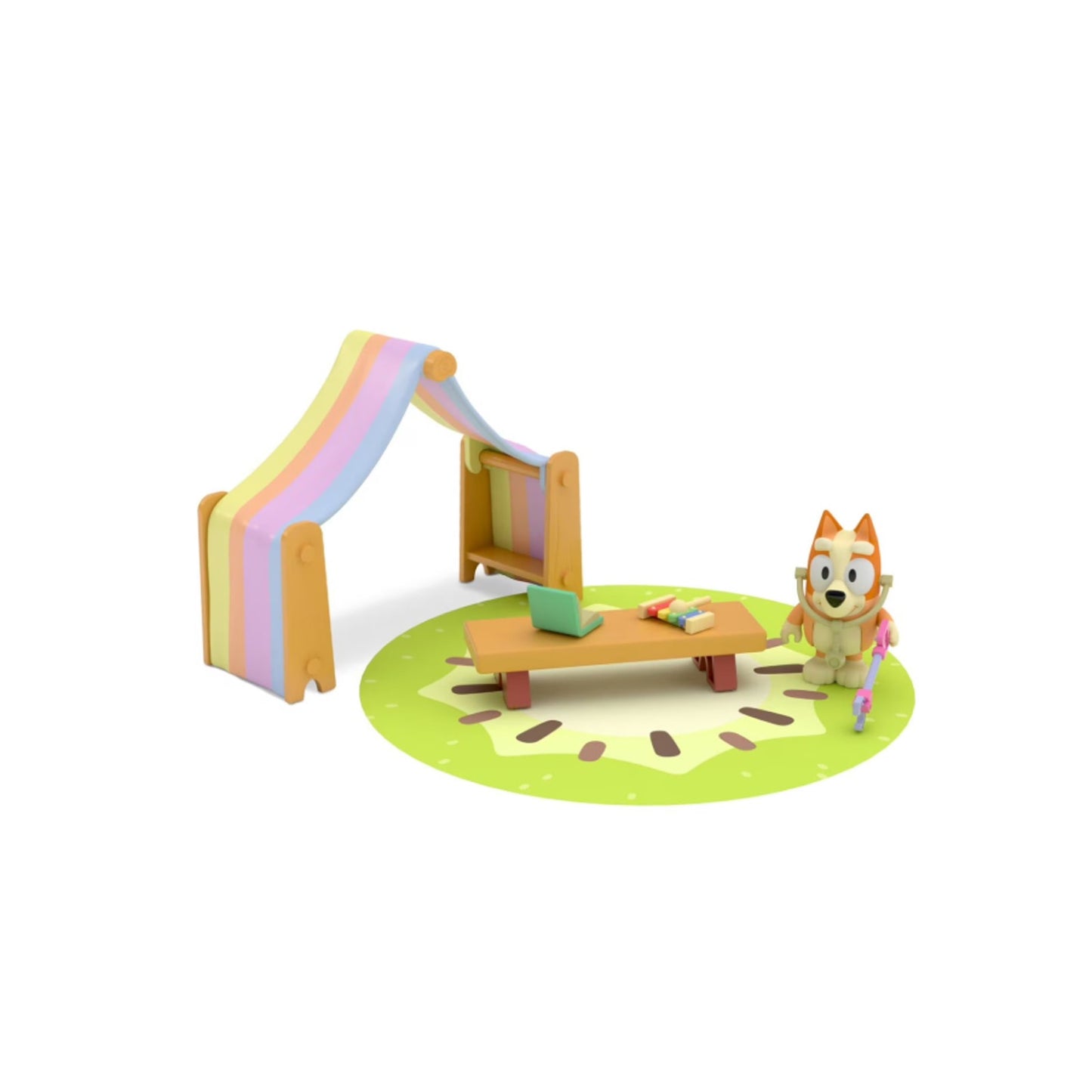 Bingo Playroom Playset - Colorful Rug, Tent & 2.5" Bingo Figure for Ages 3+