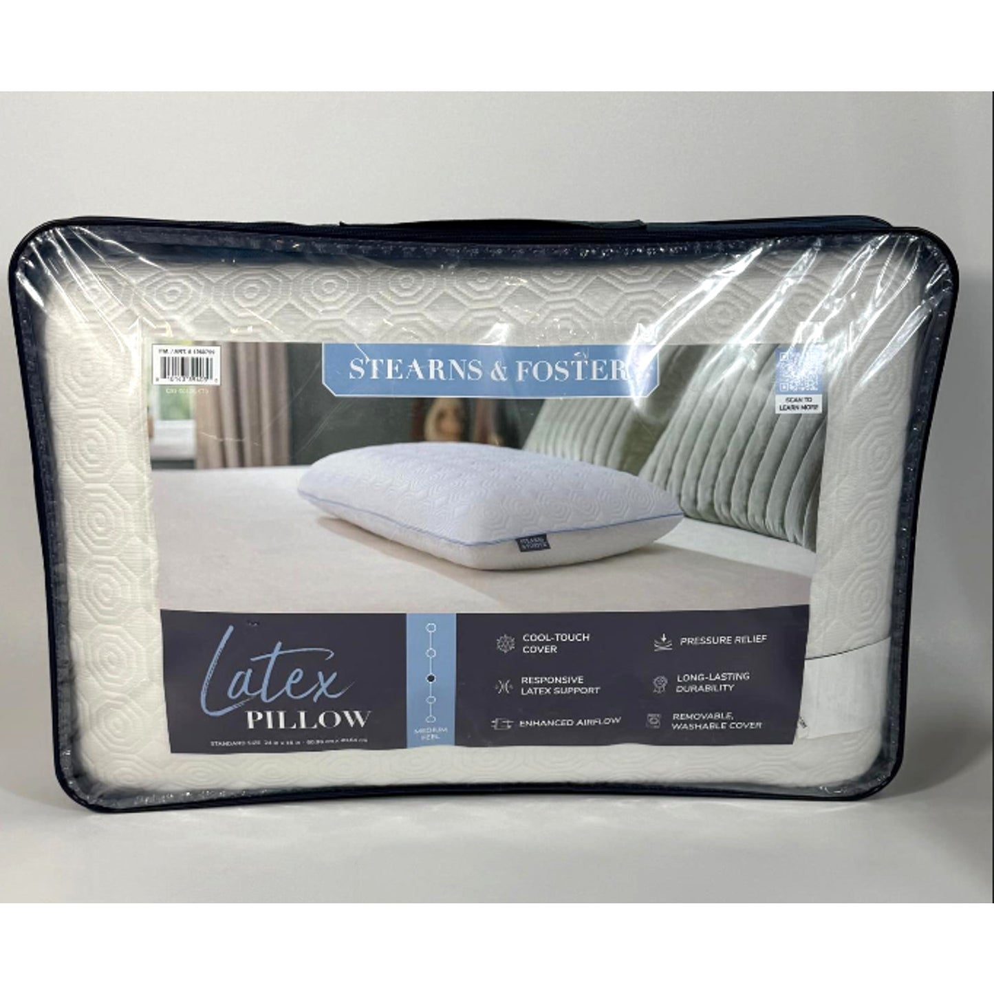 STEARNS & FOSTER LATEX PILLOW STANDARD SIZE 24" x 16" MEDIUM FEEL