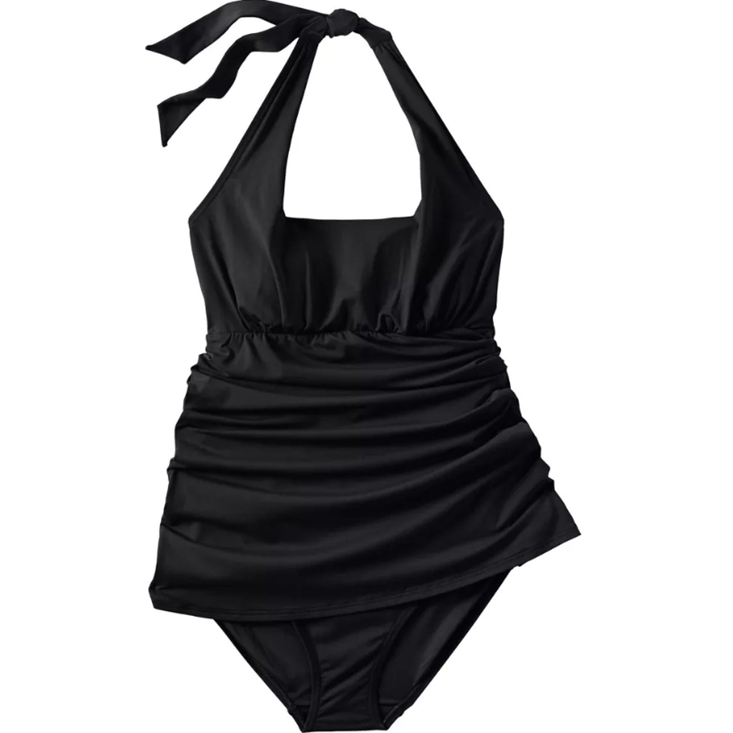Lands' End Women's Halter One Piece Swimdress - Black XS