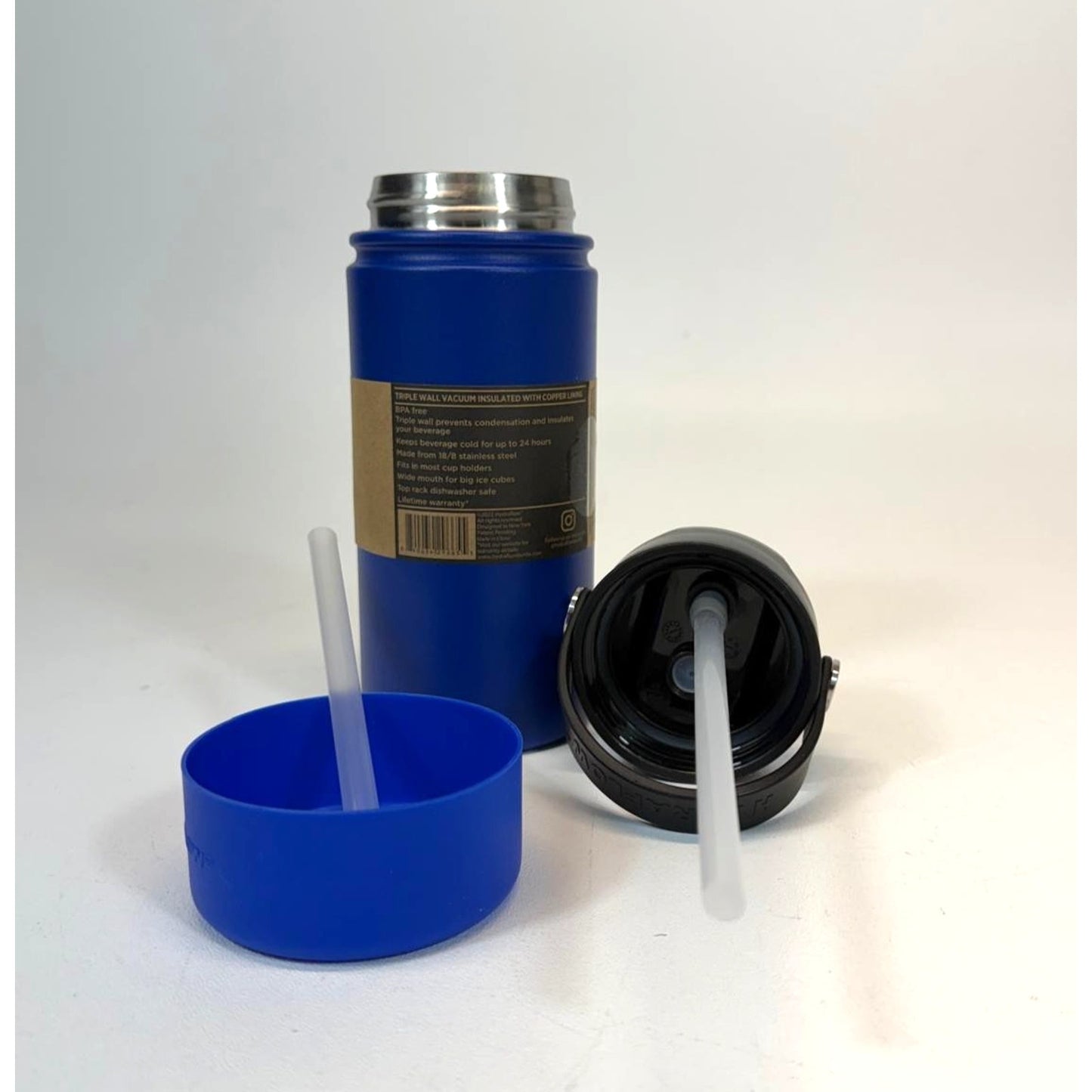 Hydraflow Blue Hybrid Triple 14oz Insulated Flip Straw Bottle Stainless Steel