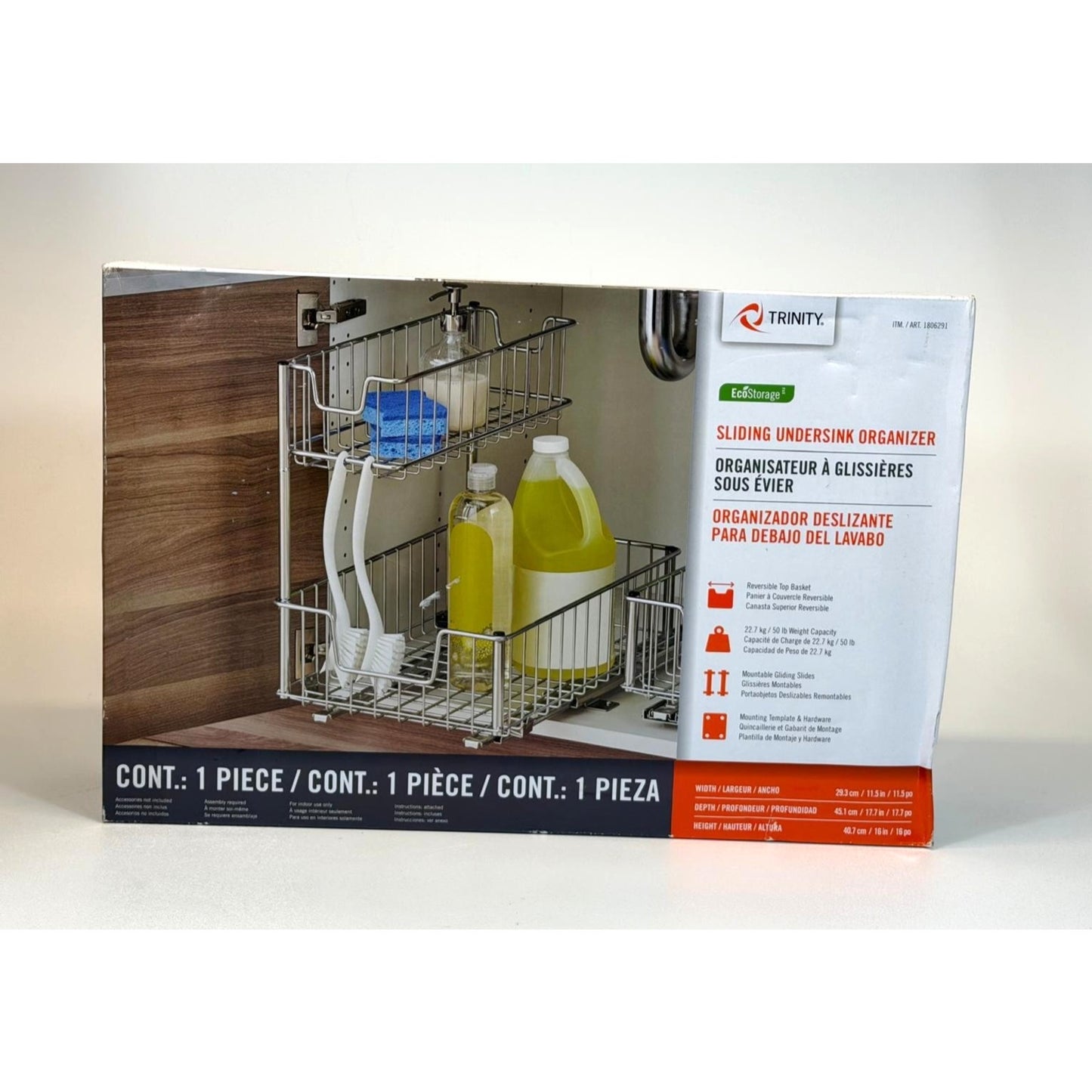 Trinity Sliding Undersink Organizer – Chrome Finish – Pull-Out Cabinet Rack