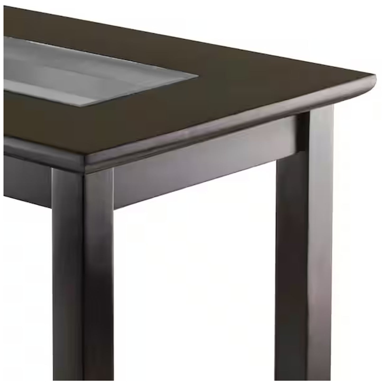 Genoa 92419 Dark Brown Composite Wood End Table with Glass Top, 25.04" x 23.94