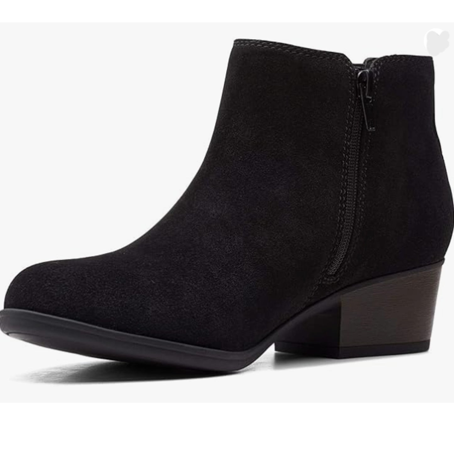 CLARKS Women’s Adreena Flora Suede Leather Bootie In Black US Size 10