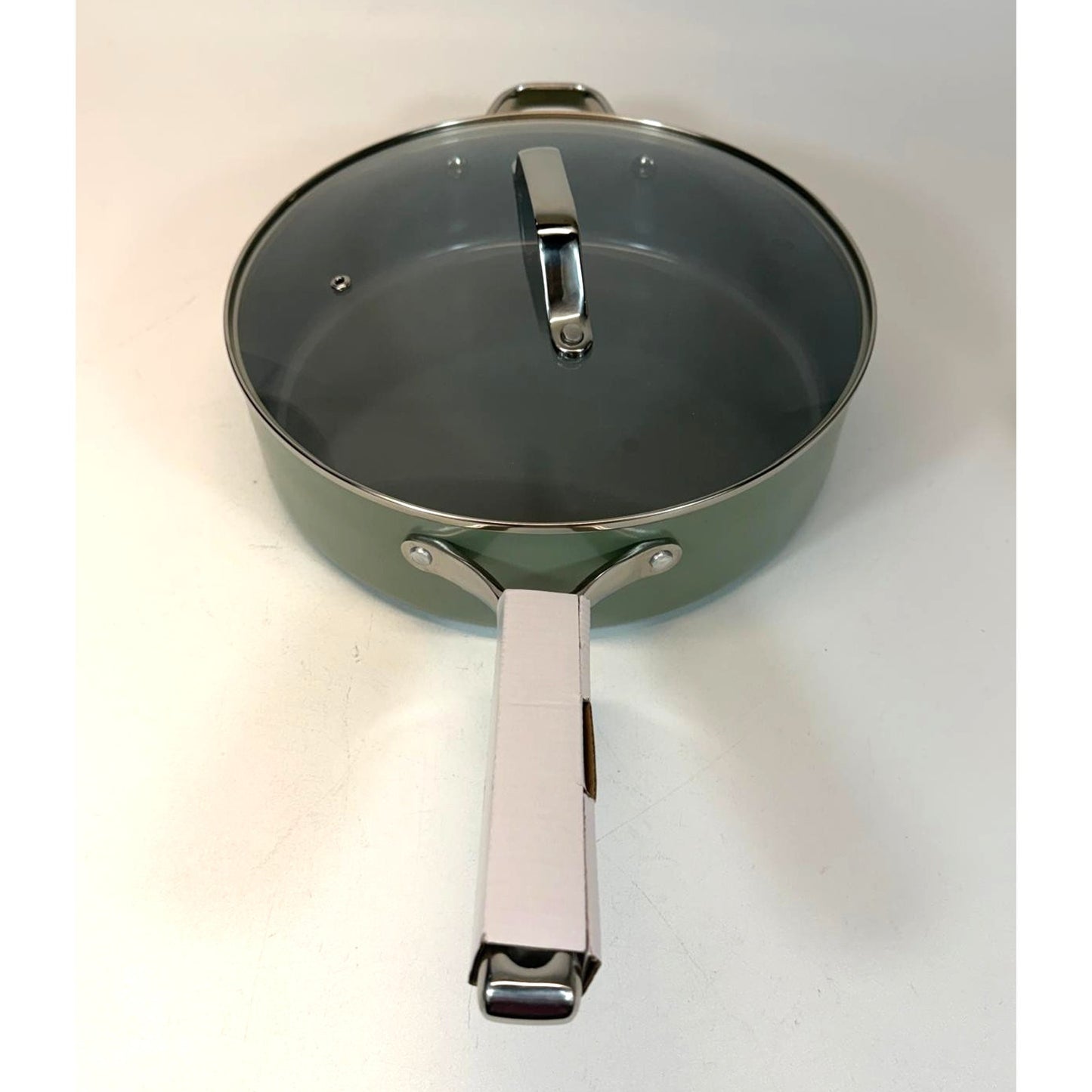 Figmint 2PC Aluminum Ceramic Saute Pan Set 450 Degree F 5QT Green