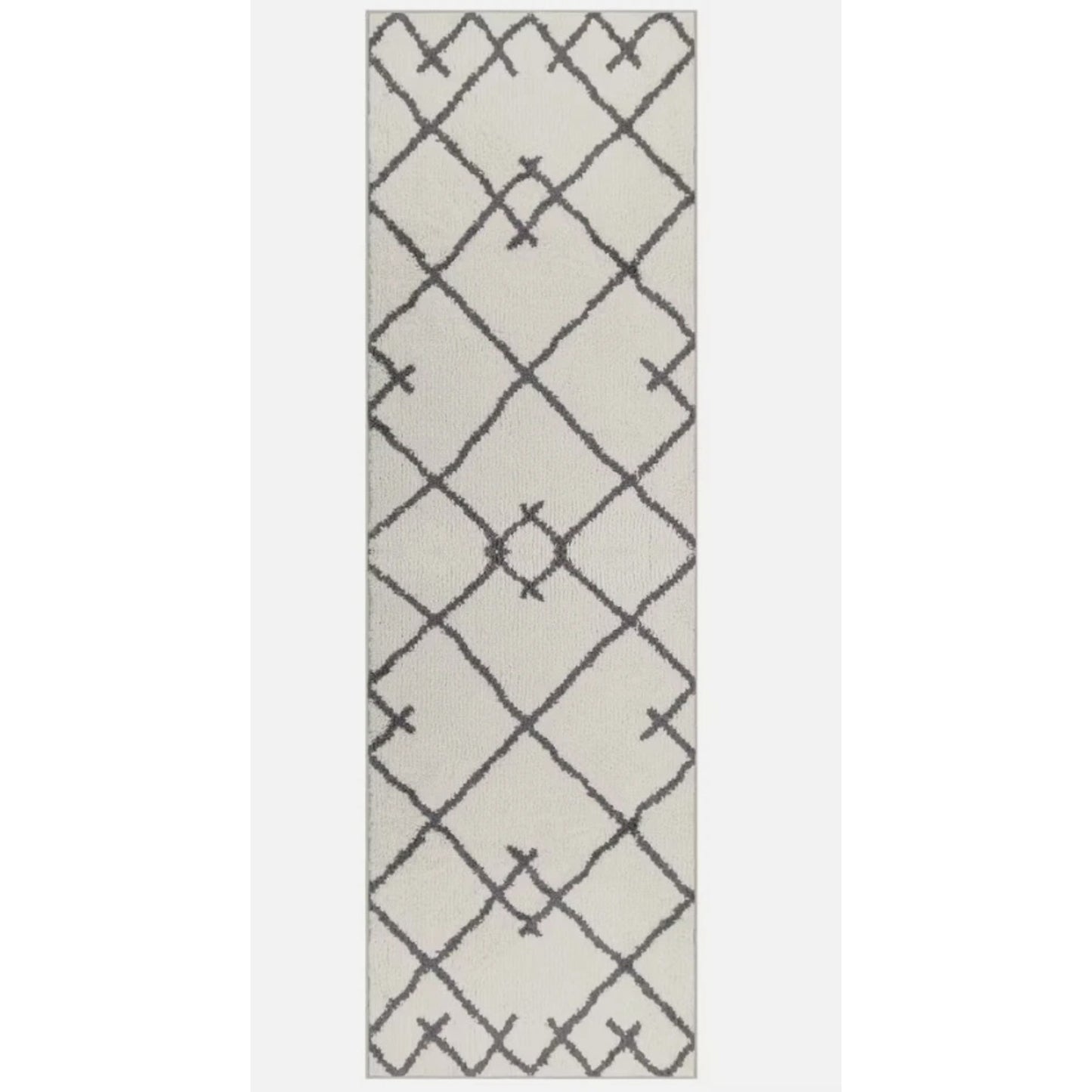 2'x7' Washable Kenya Fleece Geometric Design Tufted Runner Rug Cream - Threshold