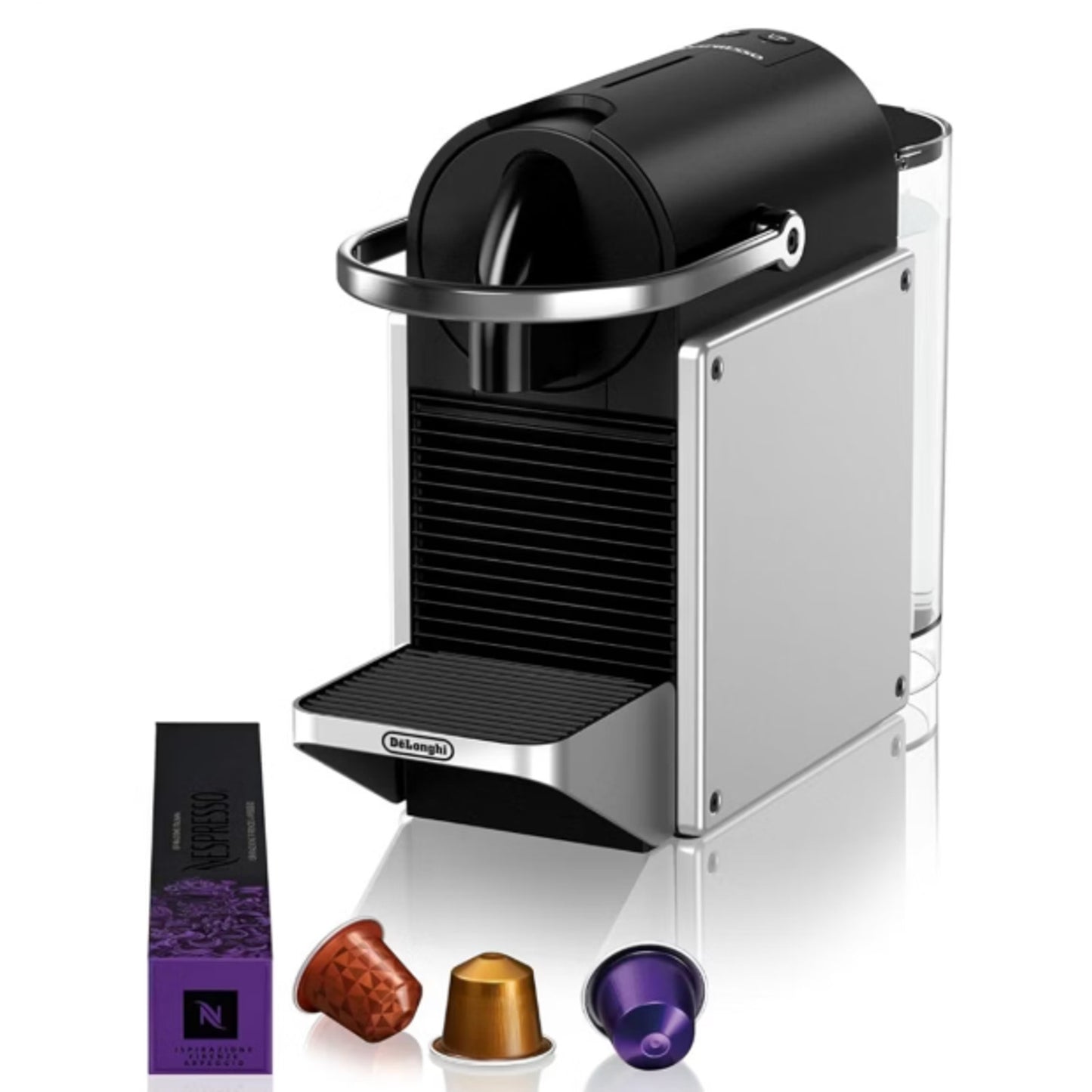 Nespresso Pixie Espresso Machine by De'Longhi Aluminum Silver Compact 1100ml