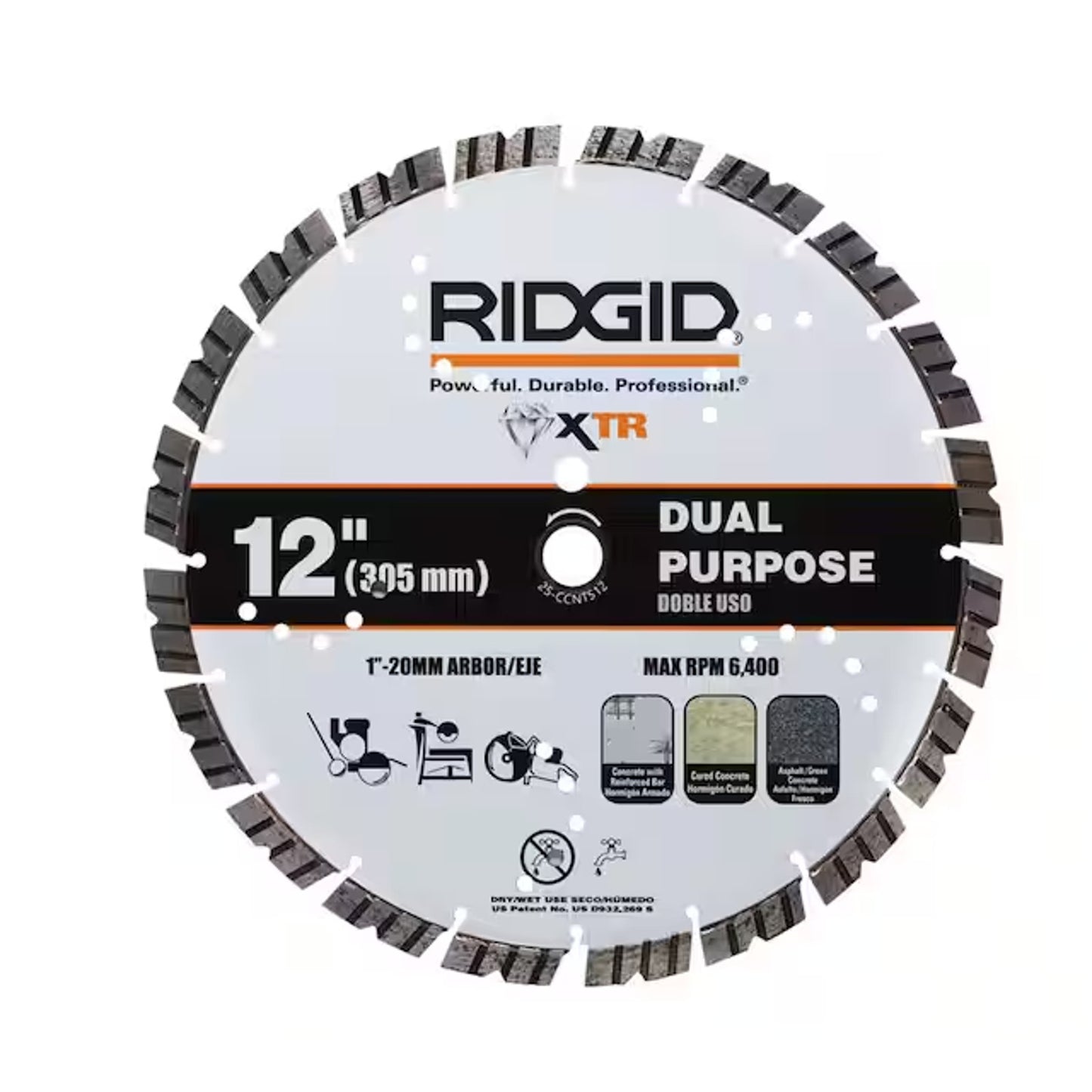 RIDGID 12 in. Masonry XTR Cutting Segmented Rim Diamond Saw Blade 25-CCNTS12