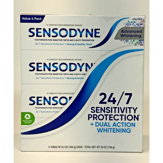 SENSODYNE Advanced Whitening Toothpaste, 6.5 oz, 4-Pack