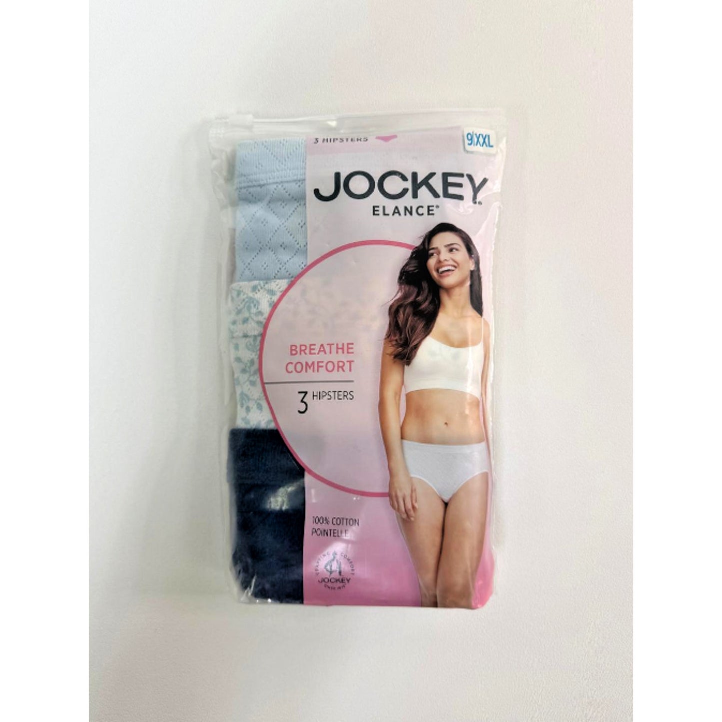 Women's Breathe Jockey 3-Pack 100% Cotton Hipster Panties Blue Assorted XXL
