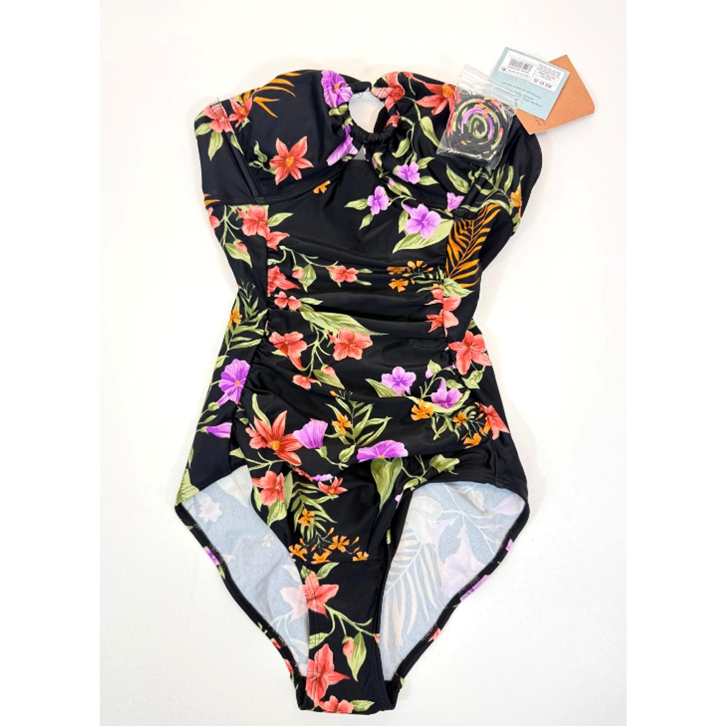 Women's Center RingFront Tummy Control Bandeau Full Coverage Swimsuit S