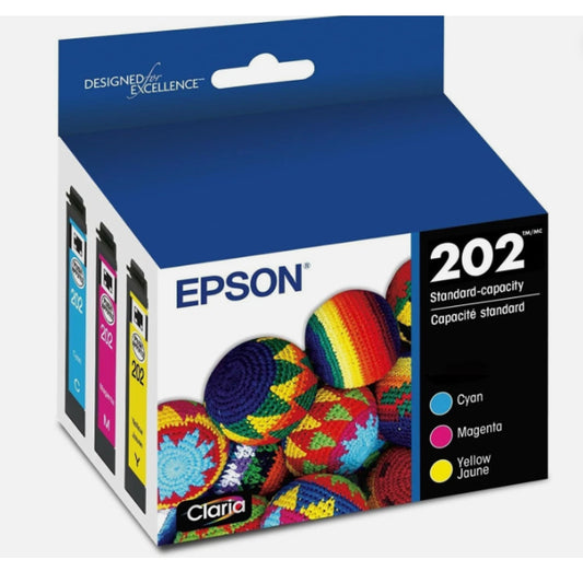 Genuine Epson 202 Color Ink Cartridges Cyan Magenta Yellow OEM New Sealed Ex2027