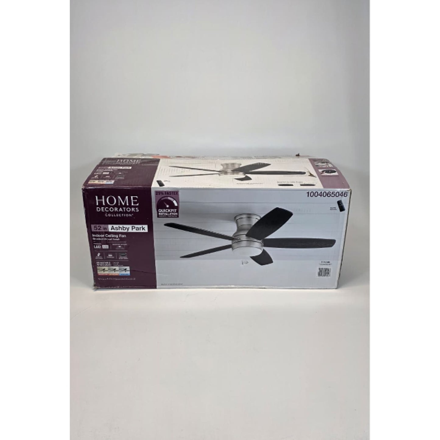 Ashby Park 52 in White Ceiling Fan Brushed Nickel LED Light Remote Control