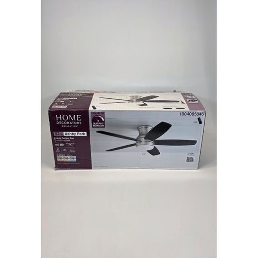 Ashby Park 52 in White Ceiling Fan Brushed Nickel LED Light Remote Control