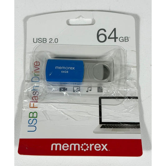 Memorex 64GB USB 2.0 Flash Drive - Gray, Blue