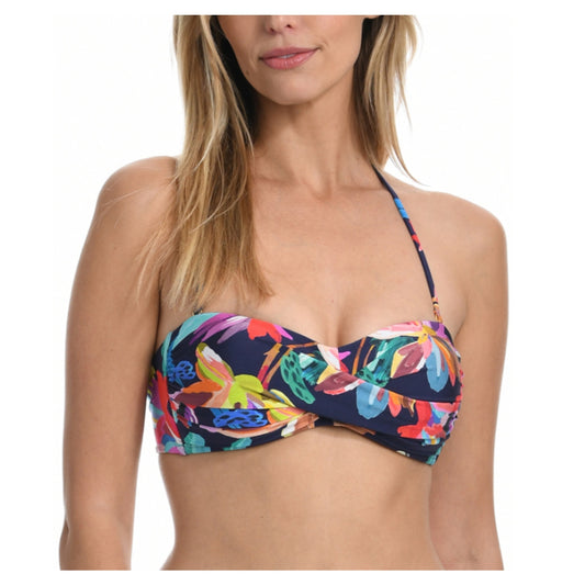 La Blanca Sea Twist Bandeau Halter Bikini Top in Indigo at Nordstrom, Size 8