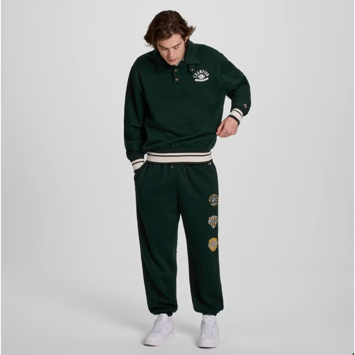 Champion Men's Phys. Ed. Patch Sweatpants - Pine grove Size Loose Fit Large