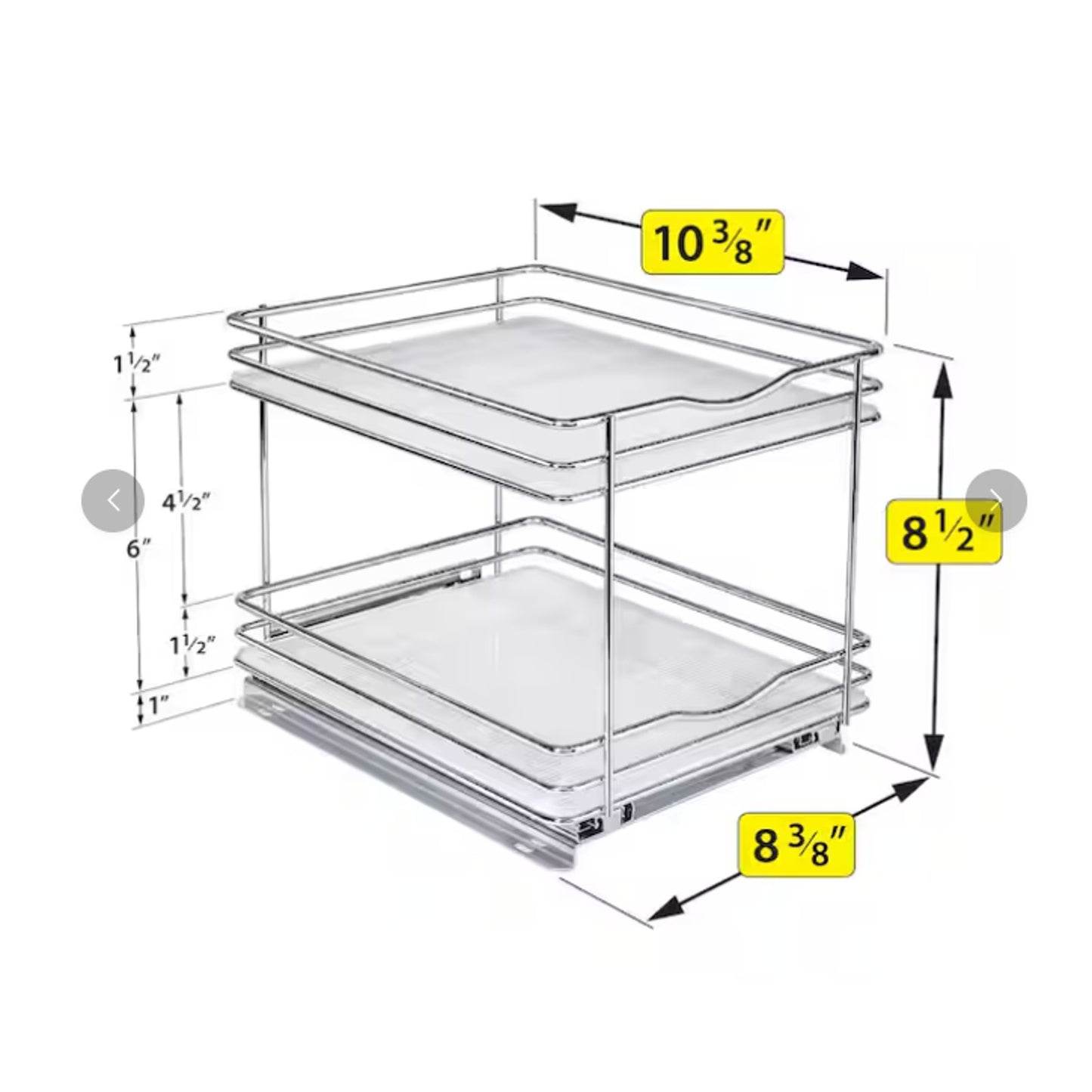 8-1/4 In. Wide - Double Silver Chrome Slide Out Spice Rack Pull Out Cabinet Orga