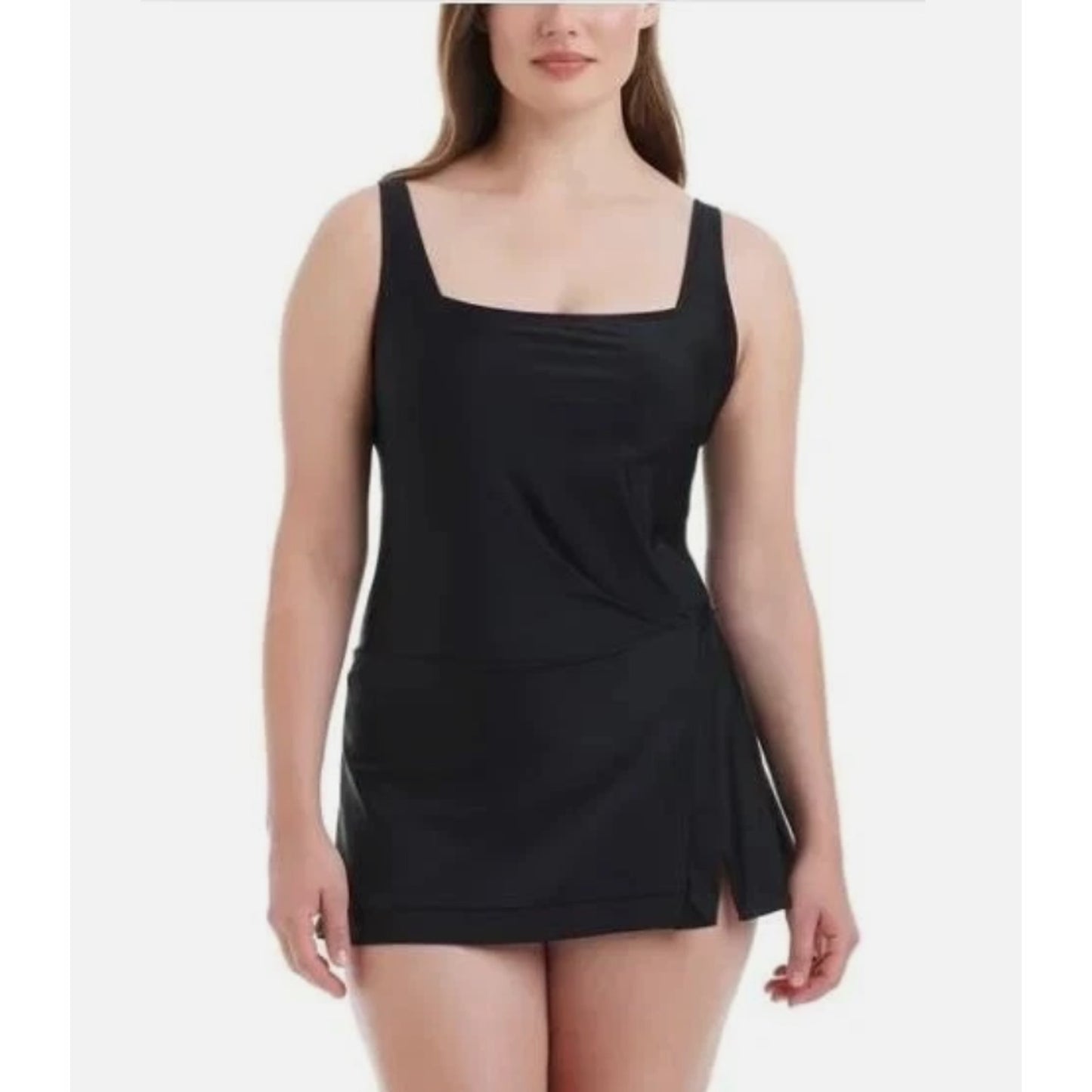 Beyond Control Womens Swim Dress UPF 50 Tummy Control Adjustable Straps, Black S