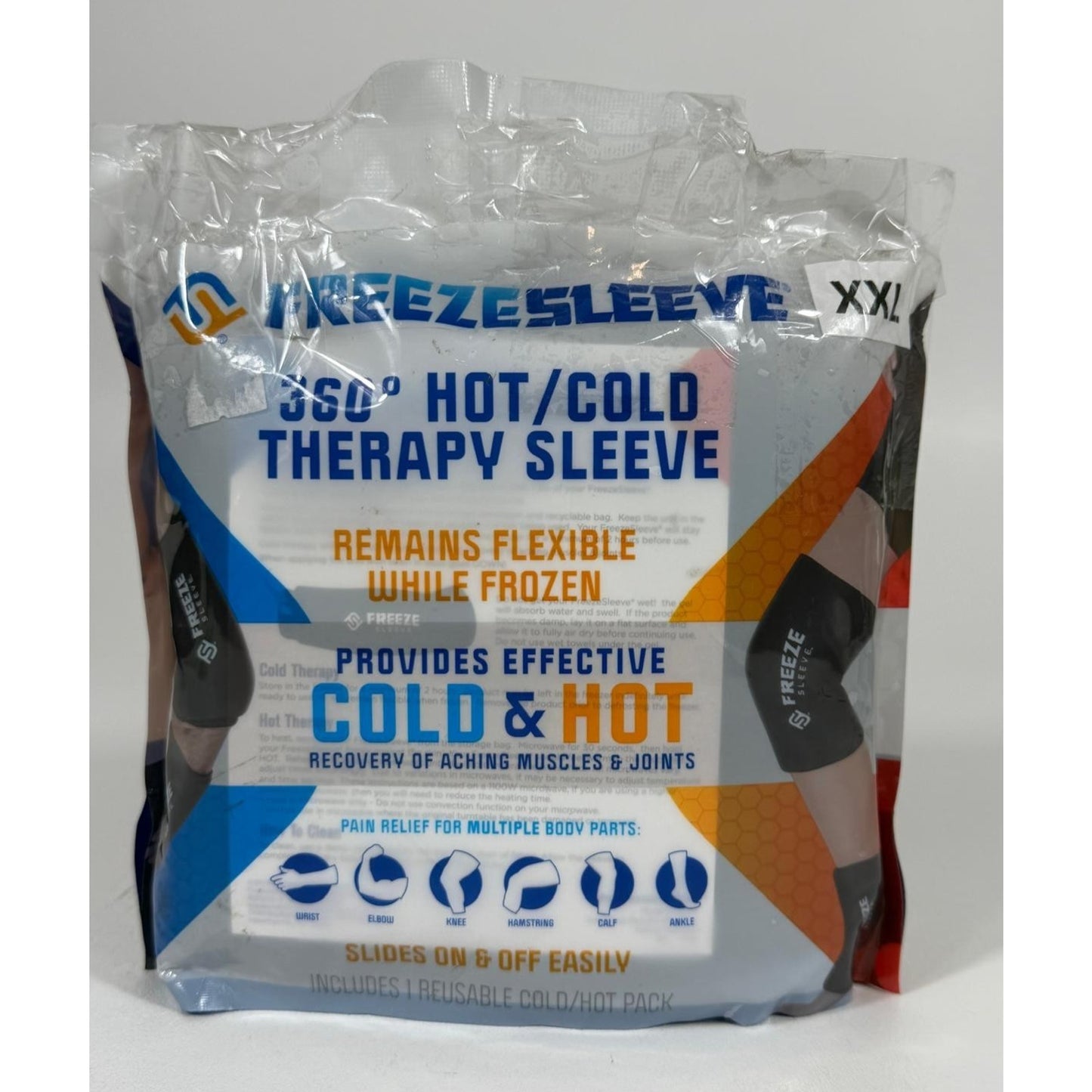 Freezesleeve Therapy Sleeve-Reusable, Flexible Gel Hot/Cold Pack, 360 Coverage