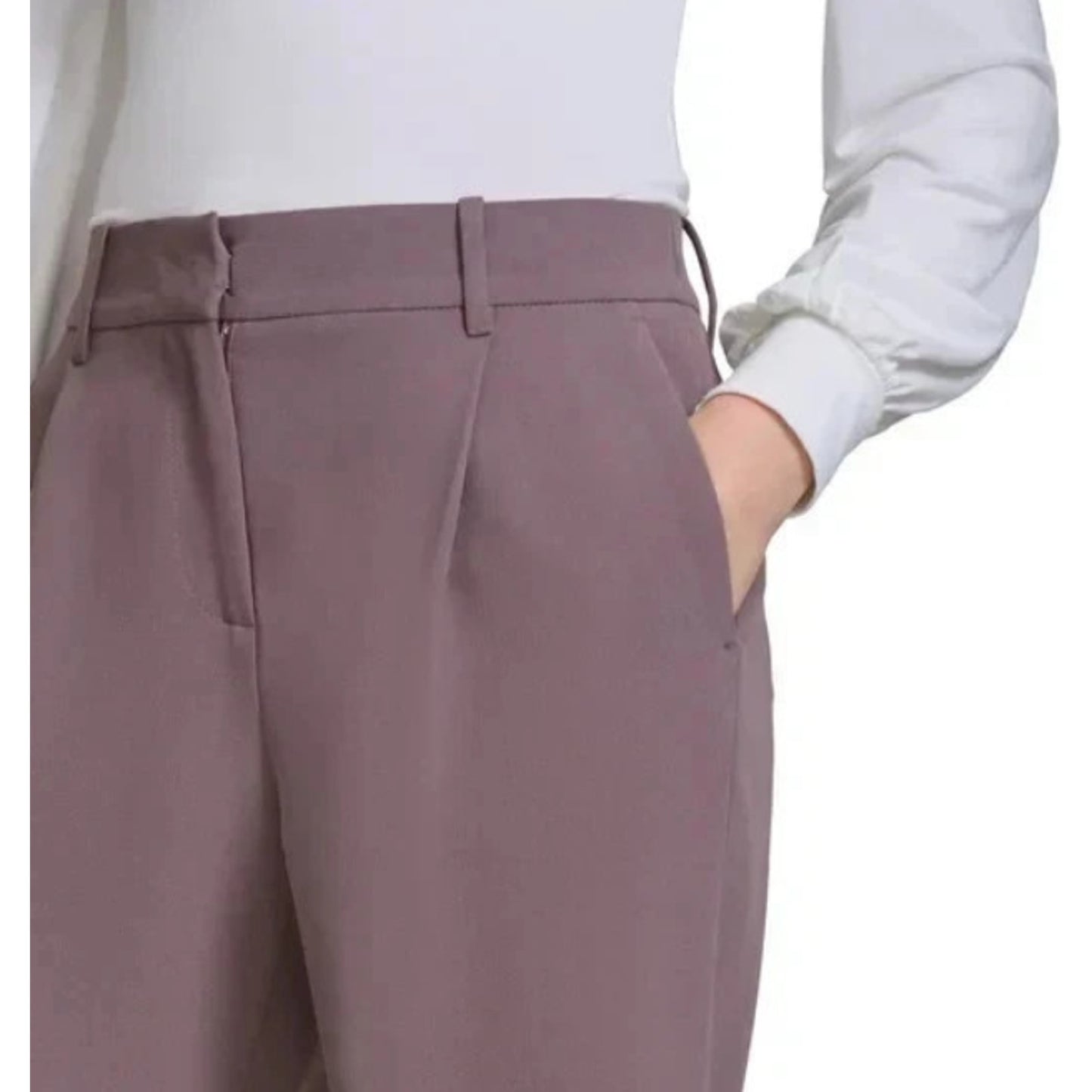 DKNY Women's High Rise Wide Leg Pants, Brown, Size 10