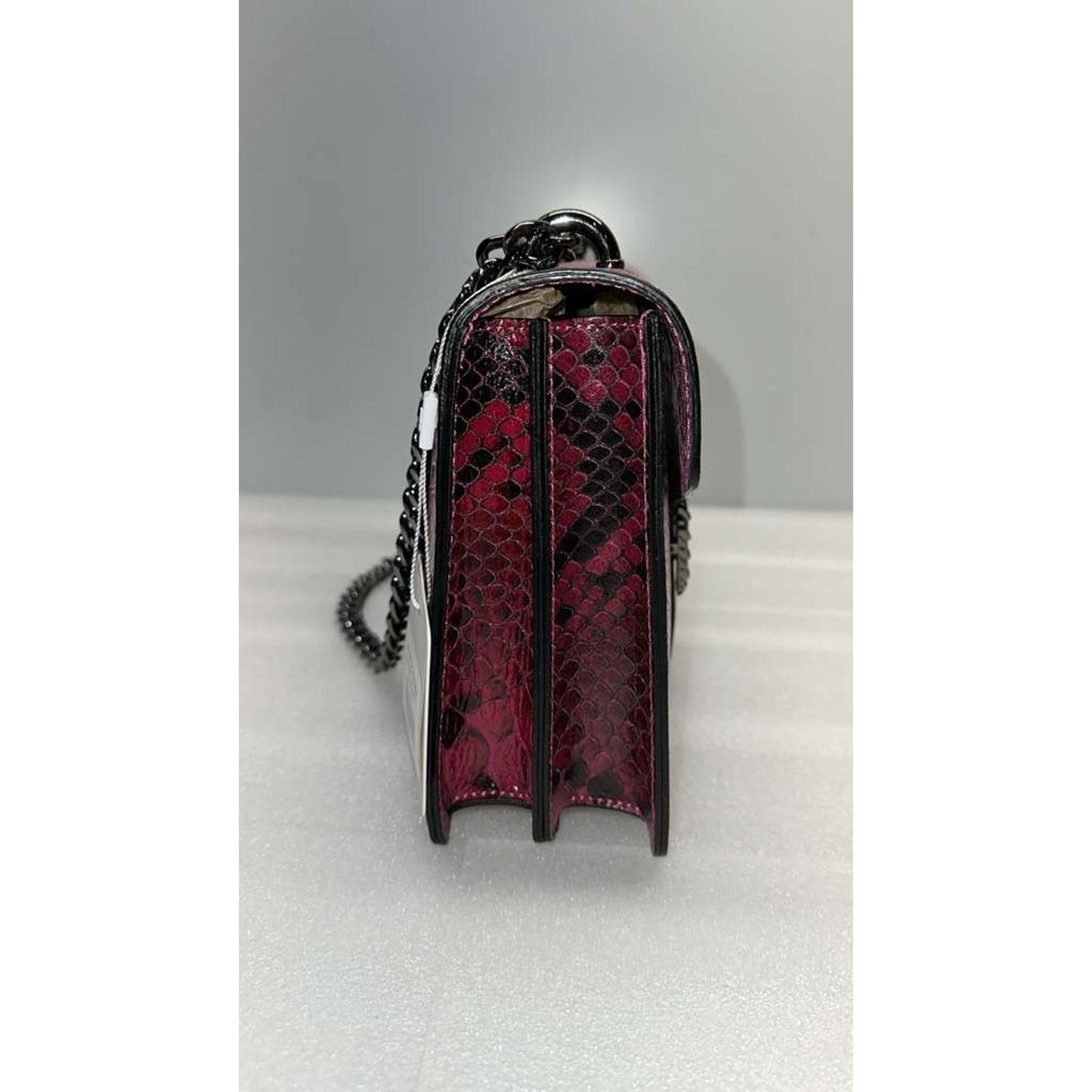 Marina Galanti Pink/Gunmetal Italian Croc Leather Handbag Vera Pelle "NWT"