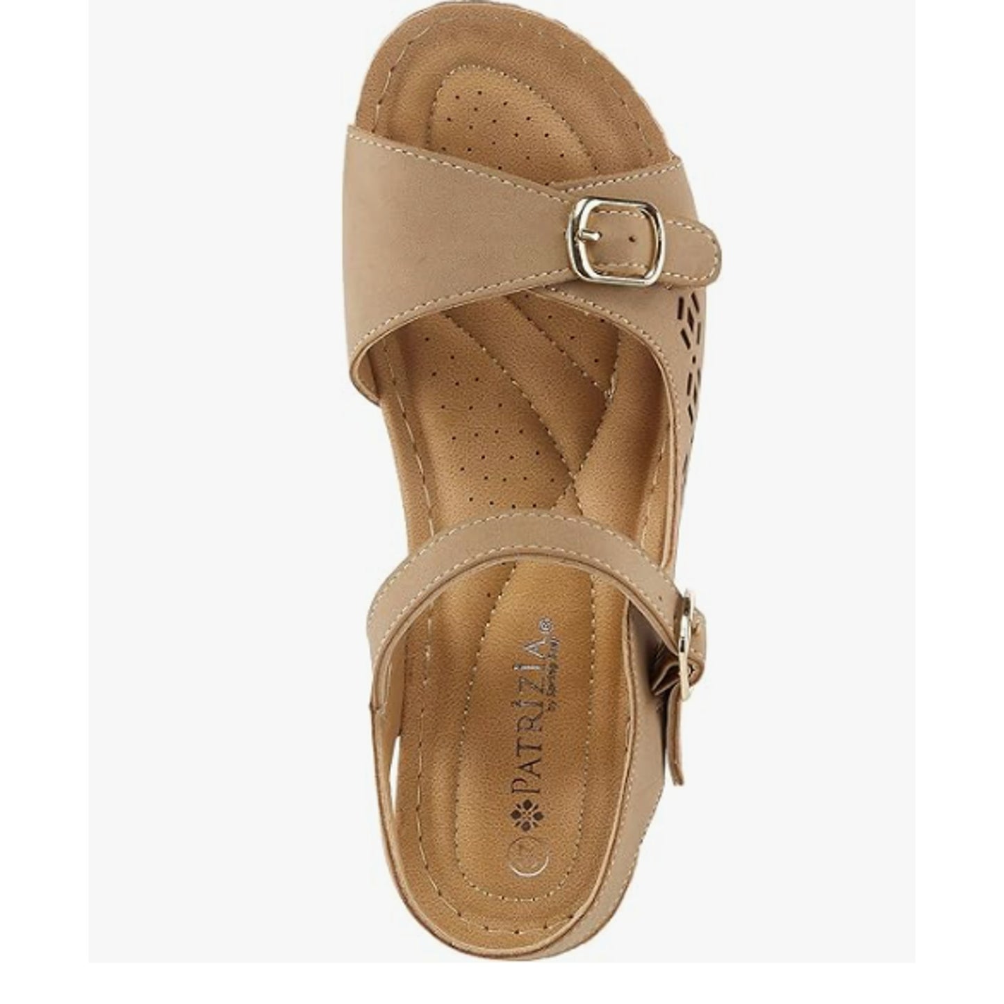 Patrizia Women's Shantay Adjustable Wedge Sandals with Back Strap - Tan Sz 6.5-7