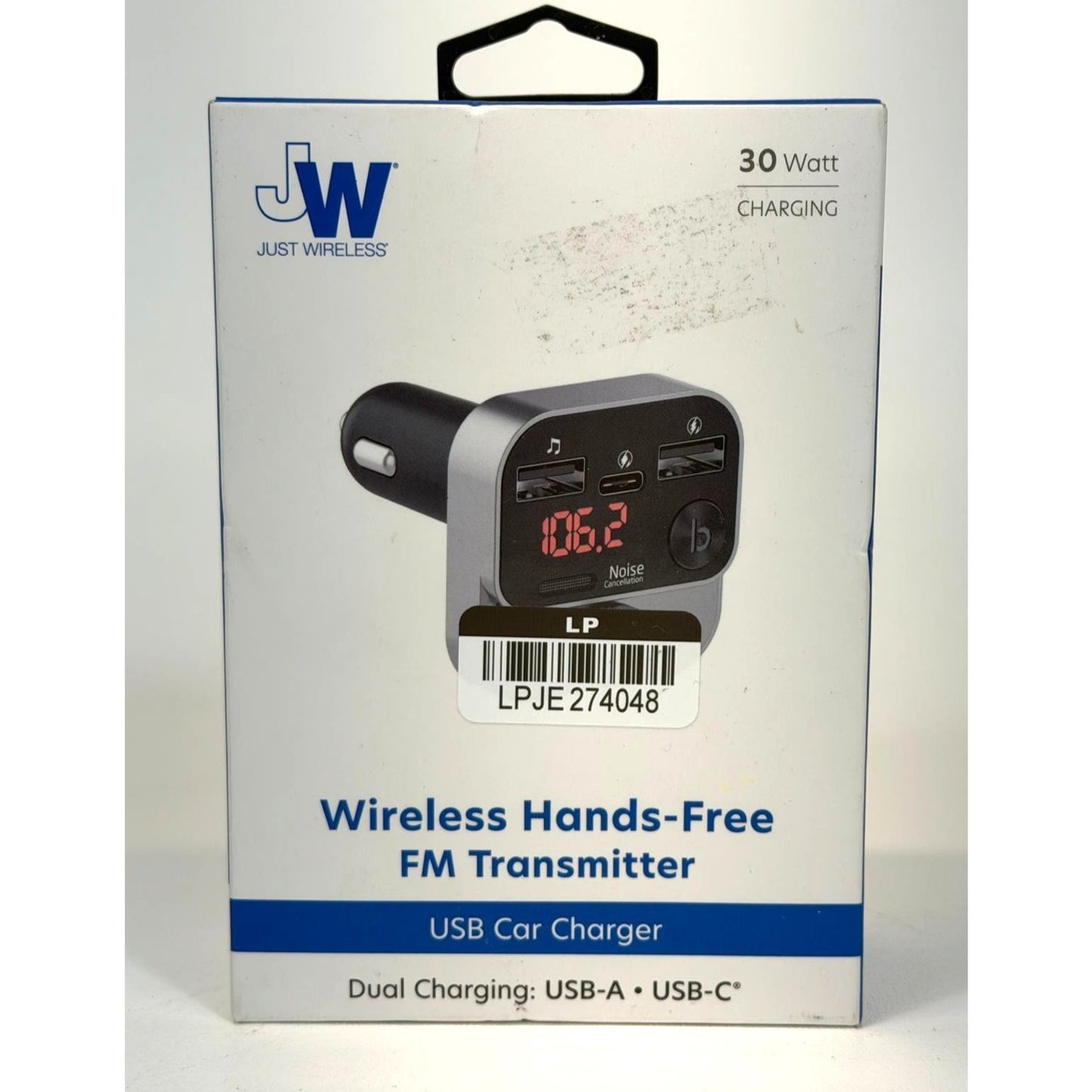 Just Wireless FM Transmitter with USB-C and USB-A Charging Port - Black