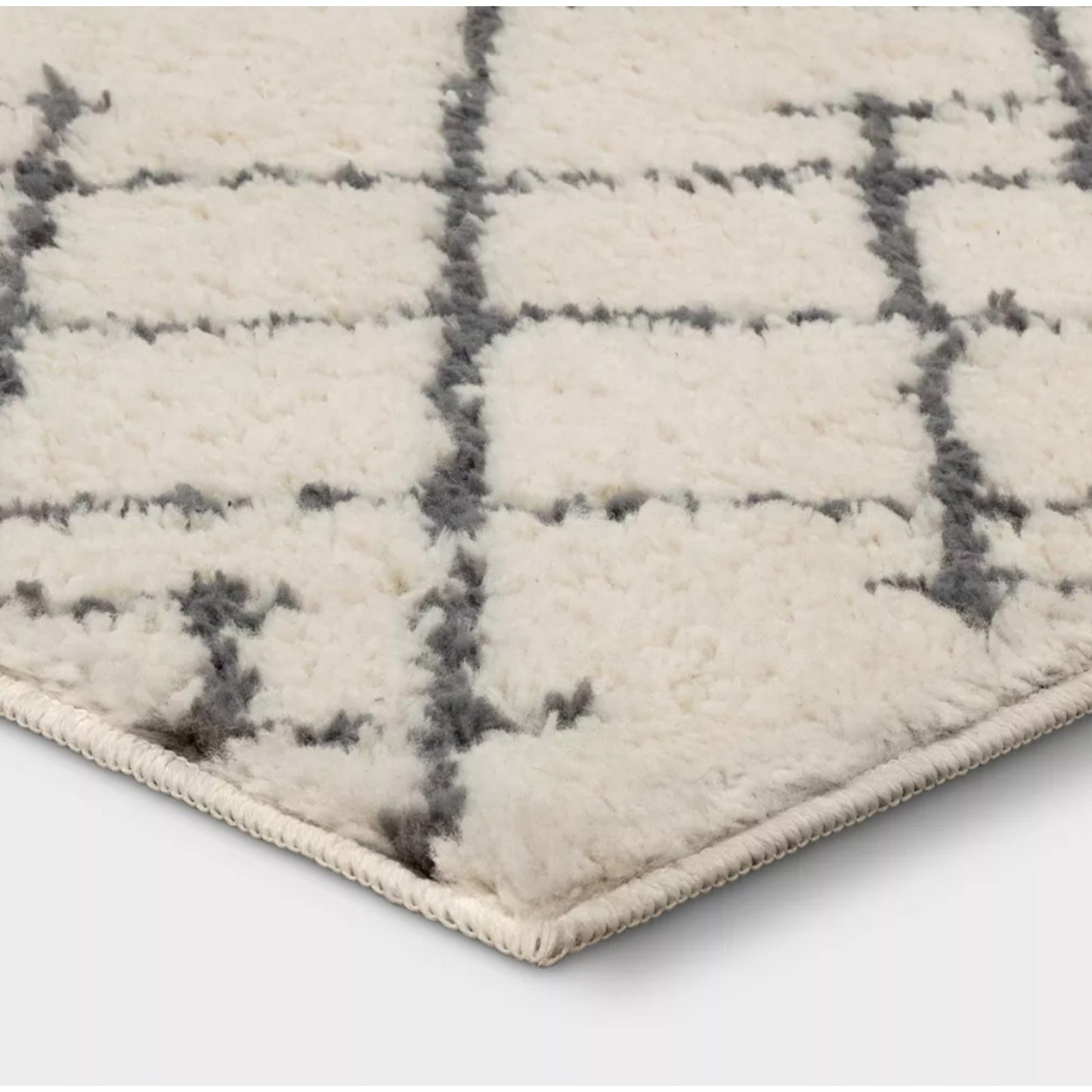 2'x7' Washable Kenya Fleece Geometric Design Tufted Runner Rug Cream - Threshold