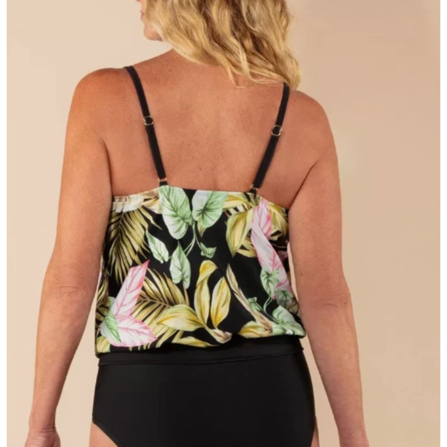 Lands' End Women's Floral Print Blouson Tankini Top - Multi 16