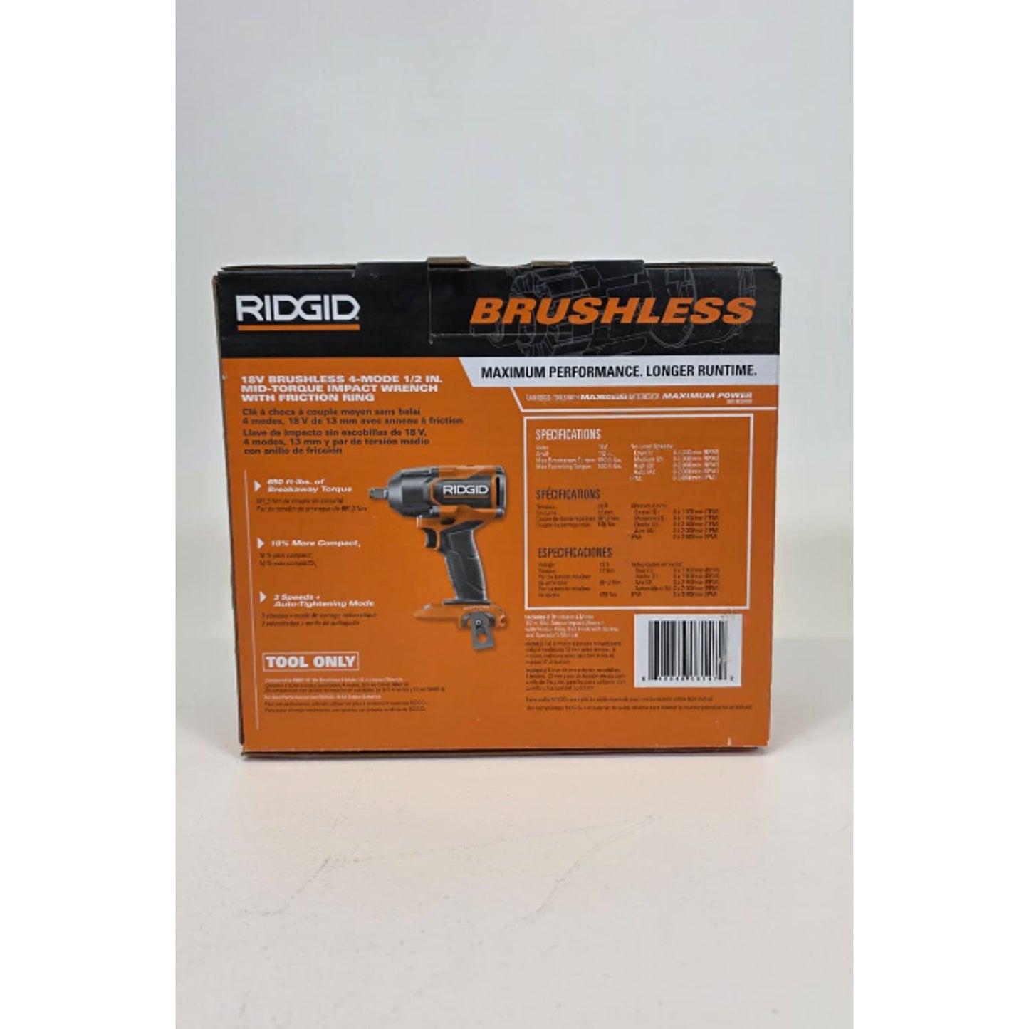 RIDGID R86012B 18V Brushless Cordless 4-Mode 1/2 in. Mid-Torque Impact Wrench
