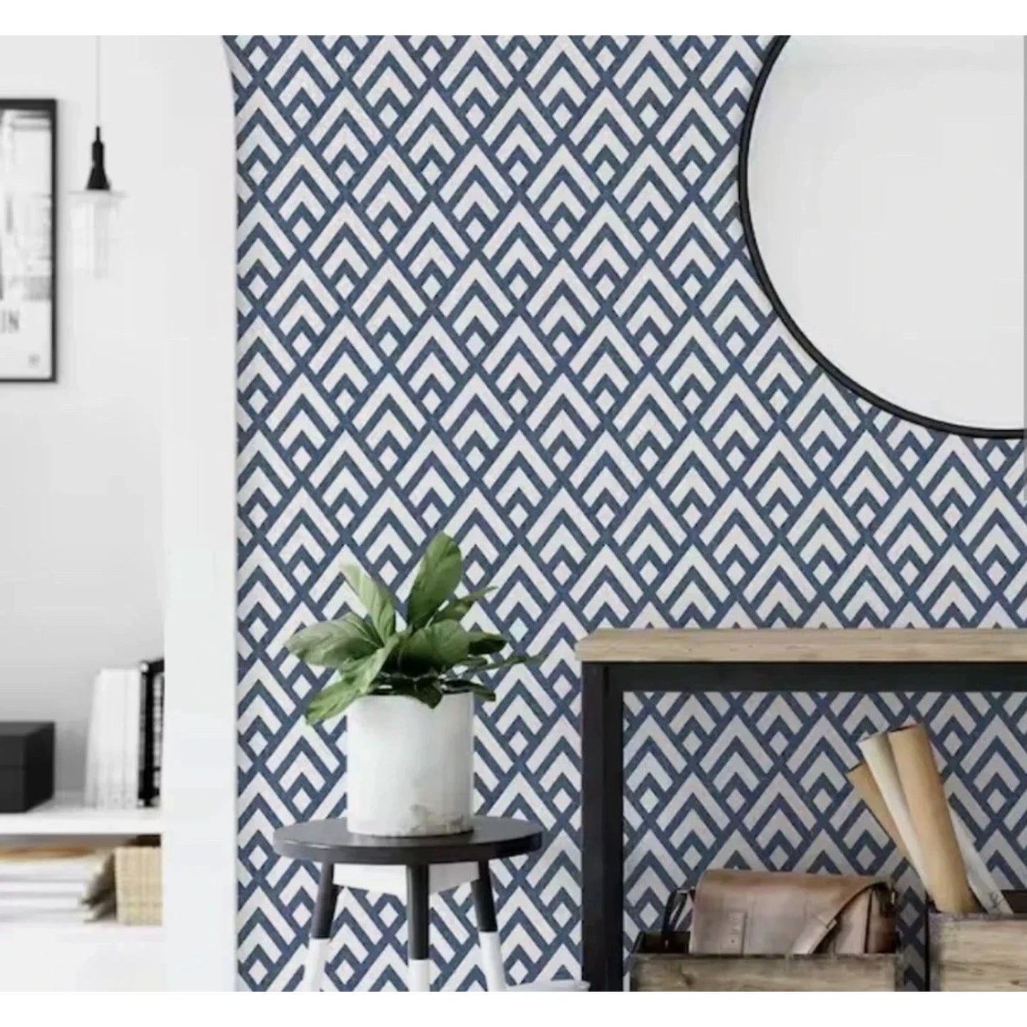 NuWallpaper Kanoko Navy Vinyl Peel & Stick Wallpaper (123 Sq. Ft.)