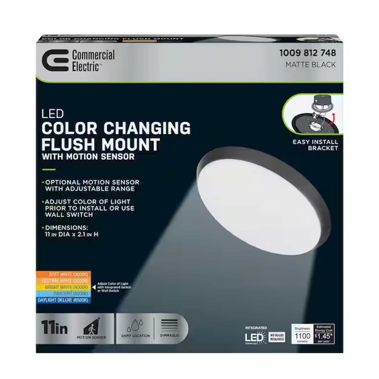 Integrated LED Dimmable Selectable CCT Flush Mount Indoor Ceiling Light