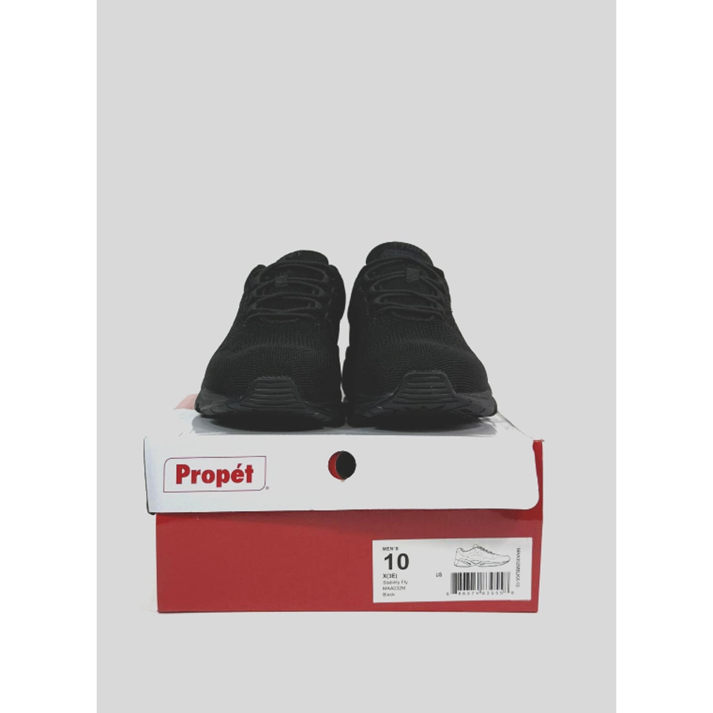Propet Stability Fly Lace Up Mens Black Sneakers Casual Shoes MAA032M-BLK sz 10