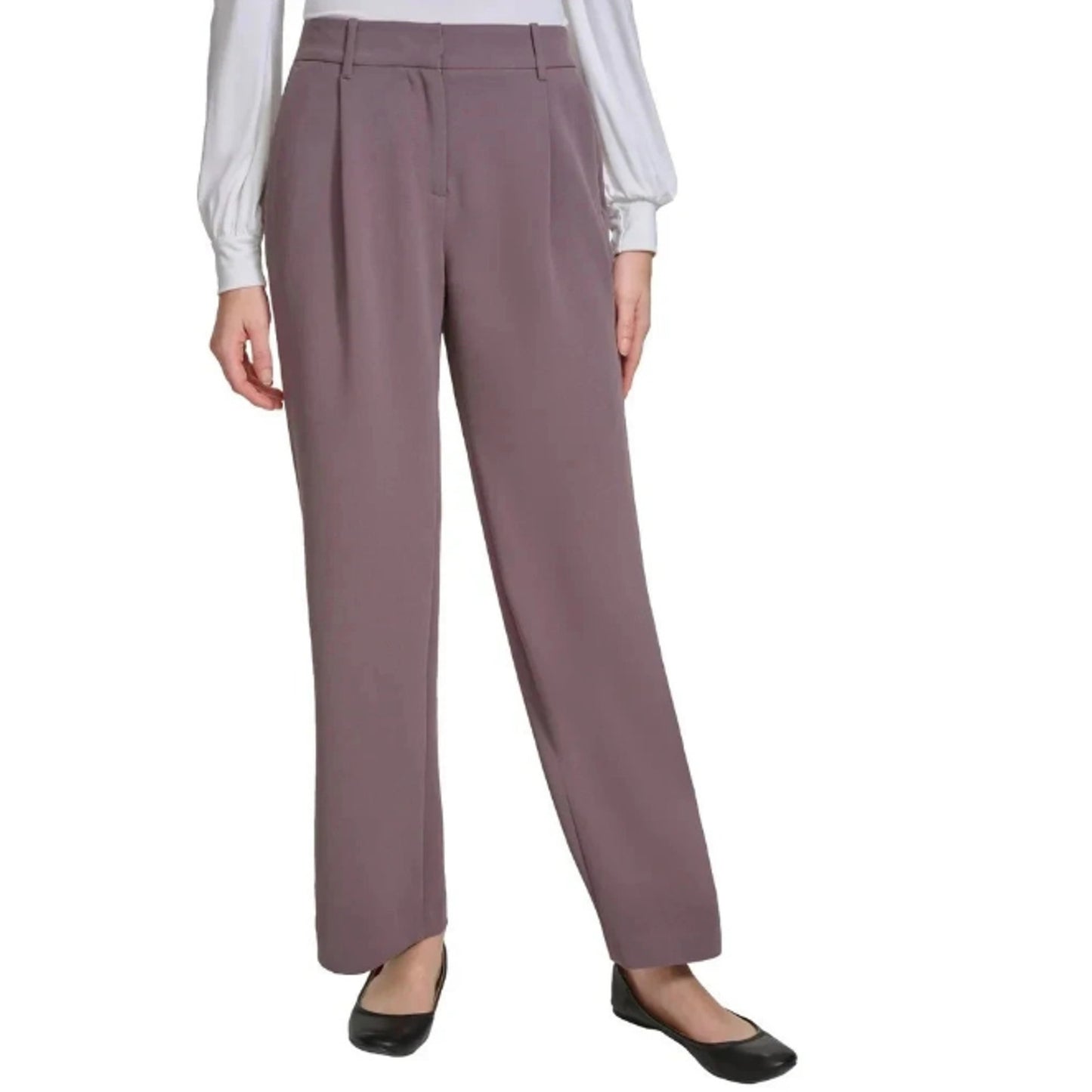 DKNY Women's High Rise Wide Leg Pants, Brown, Size 10