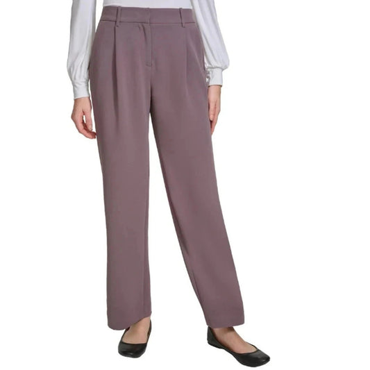 DKNY Women's High Rise Wide Leg Pants, Brown, Size 10