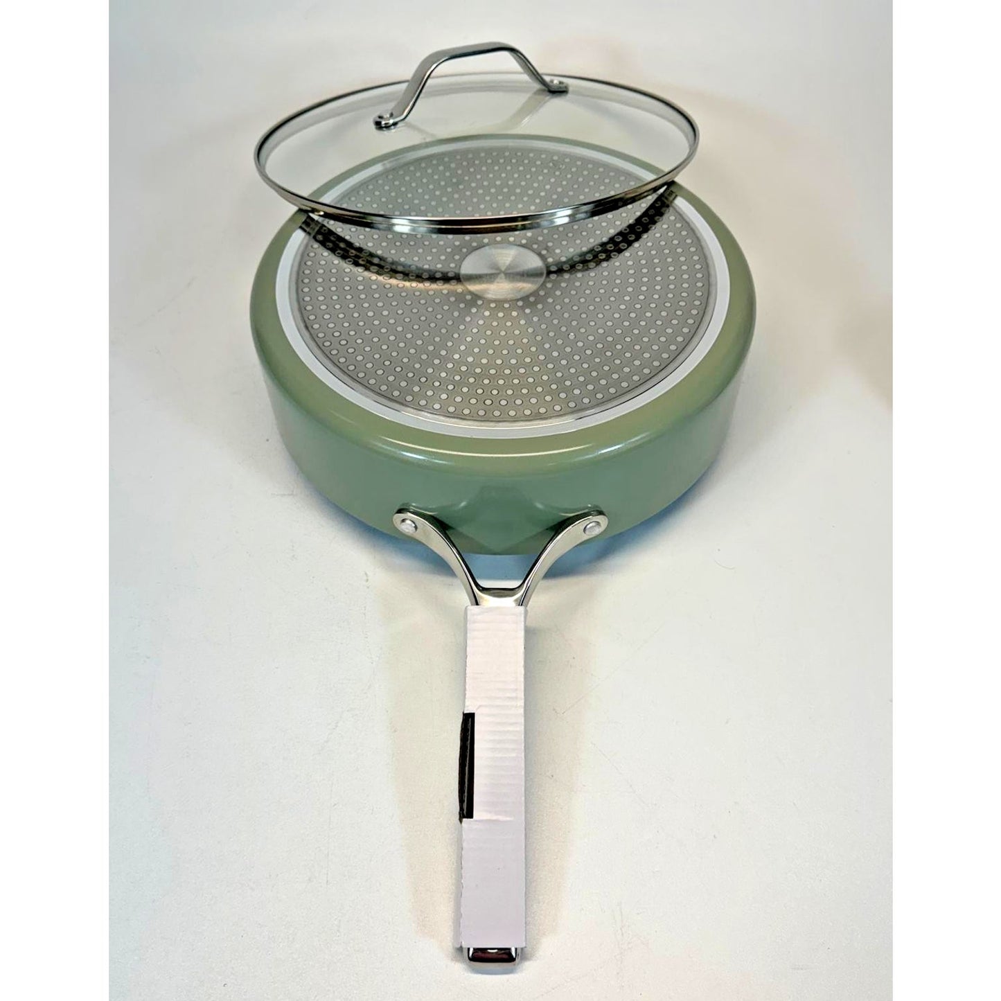 Figmint 2PC Aluminum Ceramic Saute Pan Set 450 Degree F 5QT Green
