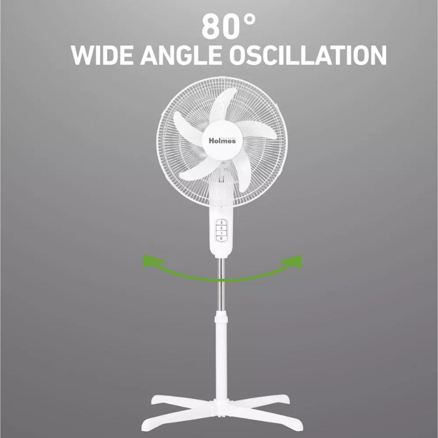 Holmes 16" Oscillating 3 Speed Manual Stand Fan White