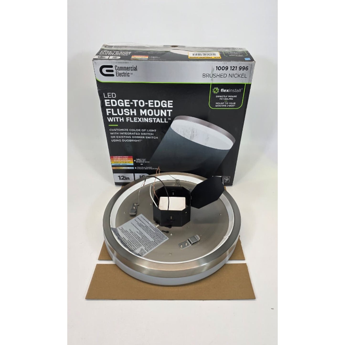 Flexinstall LED 12 in Brushed Nickel Edge to Edge Recessed Ceiling Light w/ 5CCT